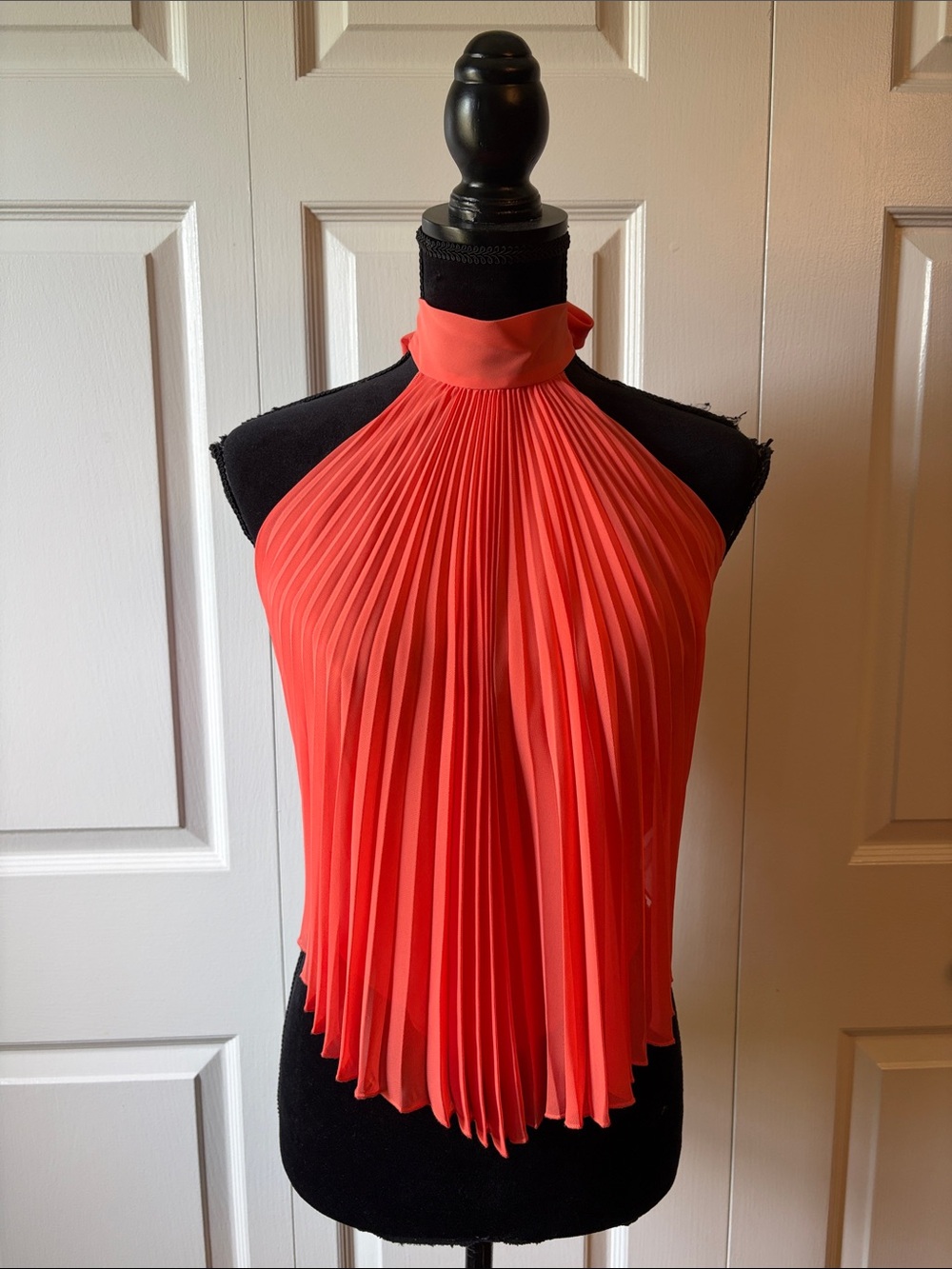 Vintage Y2K Coral Silky Open Back Halter Top